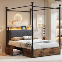cama de 90  190 cm de hierro con almacenamiento dosel de hierro montantes ledusb y 2 cajones  cama para adolescentes