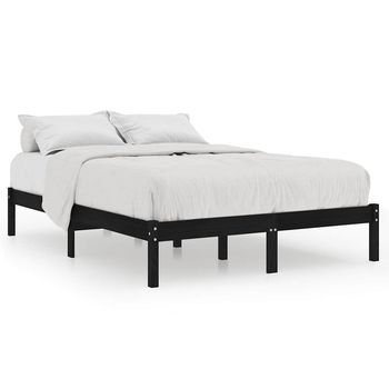 Estructura De Cama Doble Sin Colchón Madera Maciza Negro Vidaxl