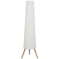 homcom lampara de pie con tripode brillo ajustable 3 niveles interruptor de pie patas de madera y pantalla de tela blanco