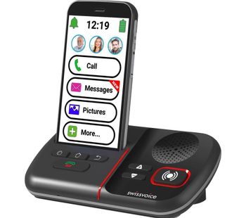SWISSVOICE C50s with Waterproof Alarm Pendant - 8 GB, Black, Black