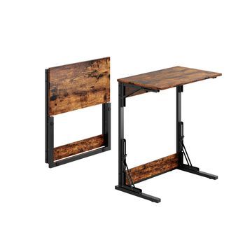 Set De 2 Mesas Auxiliares En C - Mesa De Salón - Mdf Y Metal - Marrón Rústico (60x37x71cm)