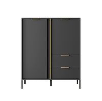 comoda efecto madera negro y dorado