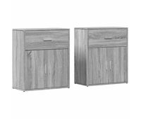 aparador - mueble de almacenamiento de madera de ingenieria 2 uds gris sonoma 60x31x70 cm es3114