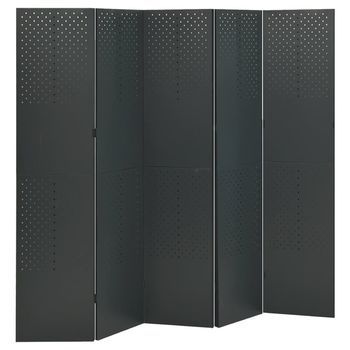 Biombo Divisor De 5 Paneles Acero Antracita 200x180 Cm Vidaxl