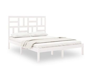 Estructura de cama de madera maciza blanca 140x190 cm