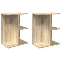 pack 2 uds mesita noche  mesilla de noche madera ingenieria roble sonoma 465x29x61 cm
