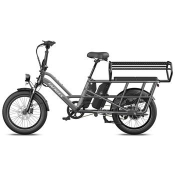 Bicicleta Eléctrica Utilitaria Fafrees Ff20 Cuv, Ideal Para Familias, Doble Batería, Gris
