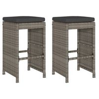 2 uds taburetes altos de bar  taburete alto de jardin cojines ratan pe gris