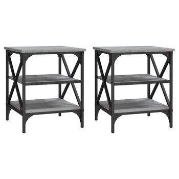 Mesas Auxiliares 2 Uds Madera Gris Sonoma 40x42x50 Cm Vidaxl