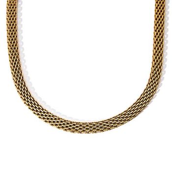 Cadena de malla de acero inoxidable chapado en oro (IP) para mujer