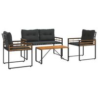 juego de muebles de exterior con cojin 4 piezas  mobiliario de jardin gris oscuro