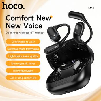Auriculares HOCO inalámbricos Bluetooth 5,4 de oreja abierta con pantalla Digital caja de carga 8H Audio HiFi música deportes OWS auriculares con gancho para la oreja