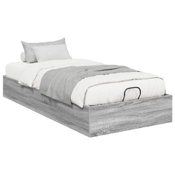 Cama Individual | Cama Para Adulto | Estructura De Cama Ottoman Gris Sonoma 203 X 90 X 25 Cm