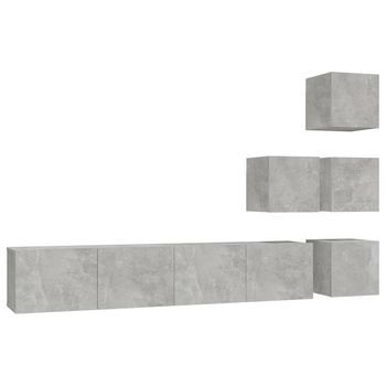 Mueble De Pared De Tv | Mueble De Salón | Gabinete De Tv Madera Contrachapada Gris Hormigón