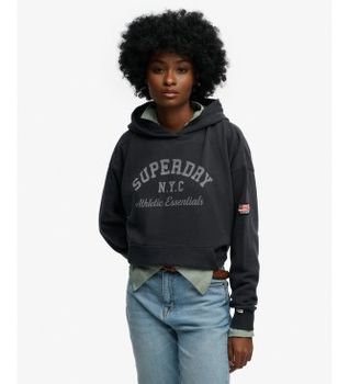 Superdry para mujer. W2012452A Sudadera con capucha Athletic Essentials Relax Hood marino (M), Casual, Algodón