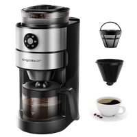 aigostar kaffa 30lhx - 2 en 1 cafetera electrica con molinillo integrado 680-820 w 5 niveles de molienda sistema de goteo  capacidad 2-6 tazas funcion mantener caliente libre de bpa