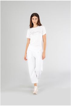 camiseta de cuello redondo con logo white