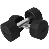sportnow set de 2 mancuernas dodecagonales de 2 x 10 kg de metal recubiertas en goma para entrenamiento en casa gimnasio negro