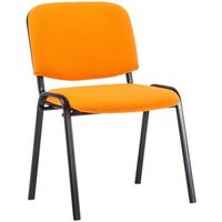 silla de visita apilable para zona de espera en tejido naranja con base de 4 patas de metal negro 100003403