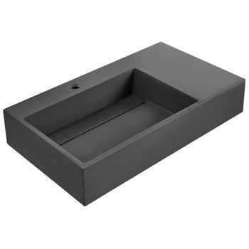 Lavabo Suspendido De Pared Clásico Rectangular Fundición Mineral Acabado Mate 75 X 43 Cm Negro Cusco