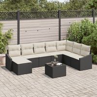 conjunto de sofa de jardin de 8 piezas con cojines de ratan poliester marron v4335 unico  negro