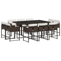 set comedor de jardin 11 pzas y cojines ratan sintetico marron vidaxl