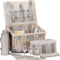 cesta de picnic de mimbre polo-club beige 4 personas