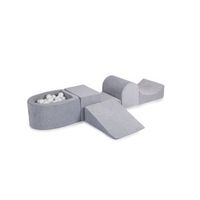 meowbaby parque infantil de espuma con piscina de bolas terciopelo gris claro  blanc 100 bolas