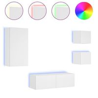 4 uds muebles tv de pared  mueble de salon  armario tv con luces led blanco