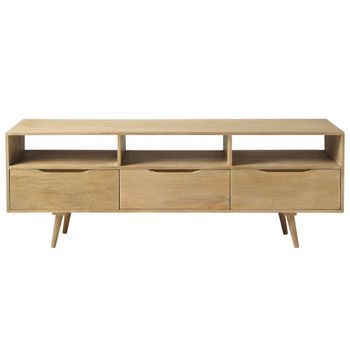 Mueble TV de mango con 3 cajones y 3 huecos