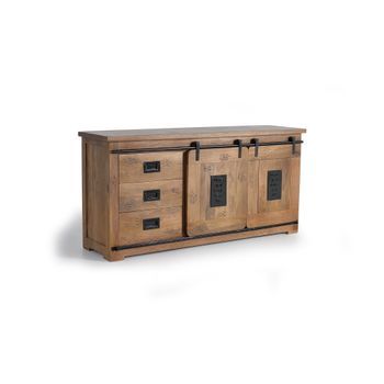 Aparador De Estilo Industrial En Madera Maciza De Mango Y Metal