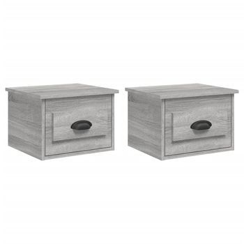 Pack 2 Uds Mesitas De Noche | Mesa Auxiliar | Mesilla De Pared Color Gris Sonoma 41,5x36x28 Cm