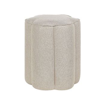 Puf Moderno Redondo Tejido Lino Dormitorio Sala De Estar Beige Tappen