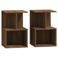 mesitas de noche 2 uds contrachapada marron roble 35x35x55 cm vidaxl