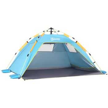 Outsunny Tienda de Playa Pop-up con 2 Puerta 2 Ventanas 220x173x120 cm Azul