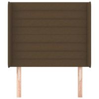 cabecero cama mueble de dormitorio con orejas de tela oscuro 93 x 16 x 118128 cm marron m020003553