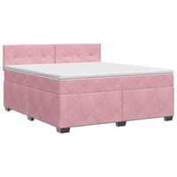 cama tapizada 202x160x88 cm terciopelo - rosa