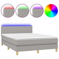 estructura de cama led con cabecero con somier colchon 140x190 cm tela gris claro tdl0208553