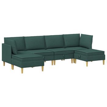 Juego De Sofá Modular Con Almacenamiento 6 Uds. Verde Oscuro Vidaxl