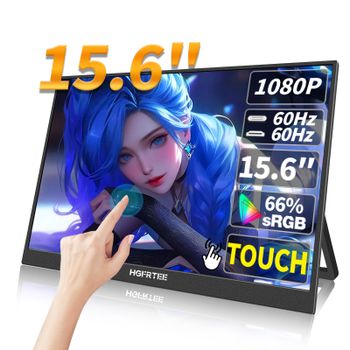 HGFRTEE Monitor portátil táctil de 15,6 pulgadas ADS-IPS 1920*1080P 300cd/m2 Pantalla extendida para ordenador portátil Segunda pantalla XBox PS4/5