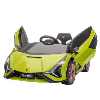 HOMCOM Coche Eléctrico Infantil Lamborghini SIAN +3 Años 12V con Mando a Distancia Música MP3 USB Faros 3-5 km/h 108x62x40 cm Verde   Aosom España