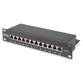 Panel de parcheo Digitus CAT 6 Clase E Apantallado 12 puertos 1U