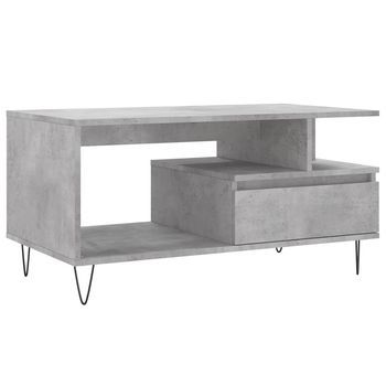 Mesa De Centro 90x49x45 Cm Madera Y Metal Trabajados - Gris