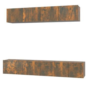 Set De Muebles De Tv | Muebles De Salón 5 Pzas Madera Contrachapada Roble Ahumado Cfw18255