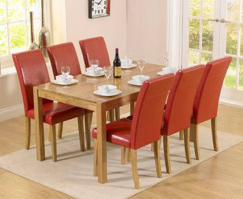Oxford 150cm Solid Oak Dining Table with Albany Red Chairs