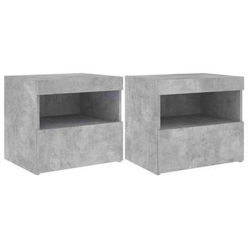 Mesitas De Noche Con Luces Led 2 Uds Gris Hormigón 50x40x45 Cm Vidaxl