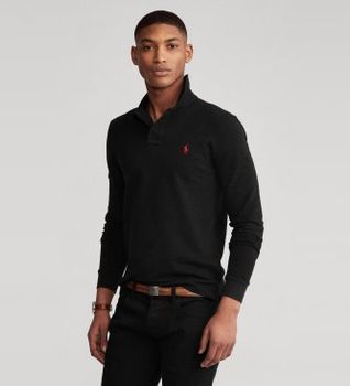 Polo Ralph Lauren para hombre. 710681126037 Polo de piqué Slim Fit de manga larga negro (XS), Casual, Algodón