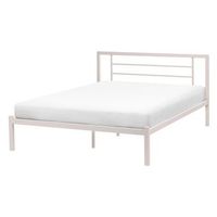 cama moderna 140 x 200 cm de metal somier de listones de madera maciza beige claro cusset