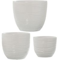 set 3 maceteros blanco brillo