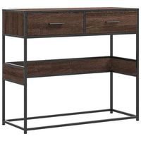 mesa consola madera de ingenieria marron roble 90x35x80 cm